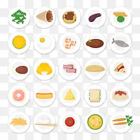 25款圆盘中的食物矢量图-空若网 25款圆盘中的食物矢量图-空若网