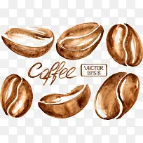 水彩咖啡豆-空若网 水彩咖啡豆-空若网