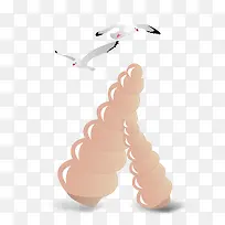矢量海鸥海螺丝素材-空若网 矢量海鸥海螺丝素材-空若网