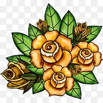 手绘黄色花卉素材库-空若网 手绘黄色花卉素材库-空若网