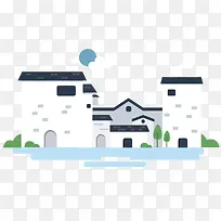 扁平化青瓦白房图案-空若网 扁平化青瓦白房图案-空若网