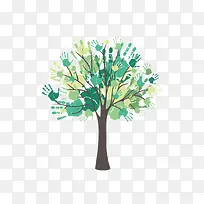 水彩手印树木设计-空若网 水彩手印树木设计-空若网