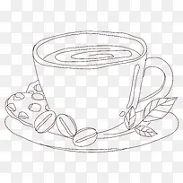 黑色线条咖啡元素-空若网 黑色线条咖啡元素-空若网