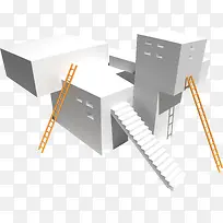 橙色白色楼梯-空若网 橙色白色楼梯-空若网