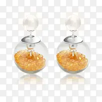 橙色琉璃砂圆珠迪奥耳钉-空若网 橙色琉璃砂圆珠迪奥耳钉-空若网
