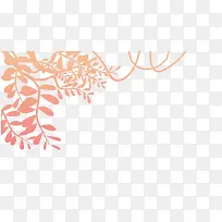 卡通红色渐变装饰树枝树叶-空若网 卡通红色渐变装饰树枝树叶-空若网