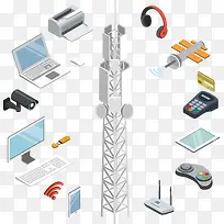 信号塔和电子设备-空若网 信号塔和电子设备-空若网