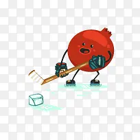 卡通冰球石榴免抠素材-空若网 卡通冰球石榴免抠素材-空若网