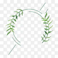 手绘夏日树枝绿叶装饰圆环边框-空若网 手绘夏日树枝绿叶装饰圆环边框-空若网