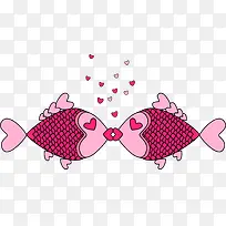 矢量手绘亲吻鱼-空若网 矢量手绘亲吻鱼-空若网