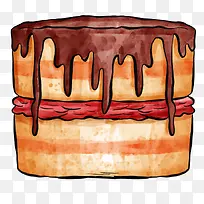 水彩风手绘生日巧克力夹层蛋糕素-空若网 水彩风手绘生日巧克力夹层蛋糕素-空若网