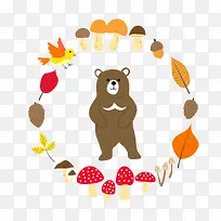 卡通可爱边框动物棕熊-空若网 卡通可爱边框动物棕熊-空若网