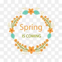 橙色春季来了春季花环标签-空若网 橙色春季来了春季花环标签-空若网