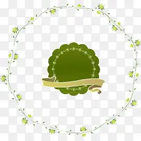 绿色花环标签PNG矢量元素-空若网 绿色花环标签PNG矢量元素-空若网