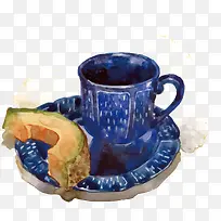 矢量杯子和哈密瓜-空若网 矢量杯子和哈密瓜-空若网