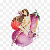 手绘茄子-空若网 手绘茄子-空若网