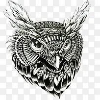 铅笔手绘黑白猫头鹰-空若网 铅笔手绘黑白猫头鹰-空若网