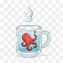 矢量杯子里的章鱼-空若网 矢量杯子里的章鱼-空若网