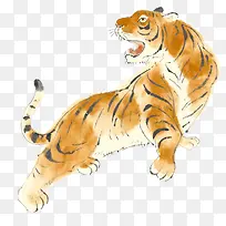 水彩手绘老虎素材-空若网 水彩手绘老虎素材-空若网