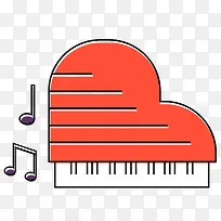 矢量卡通橙色钢琴-空若网 矢量卡通橙色钢琴-空若网