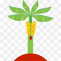 黄色香蕉卡通风格香蕉树-空若网 黄色香蕉卡通风格香蕉树-空若网