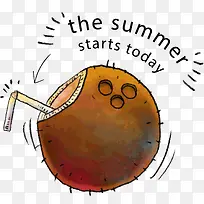 创意卡通手绘椰子饮料标签-空若网 创意卡通手绘椰子饮料标签-空若网