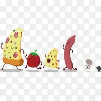 奔跑的食物插画设计-空若网 奔跑的食物插画设计-空若网