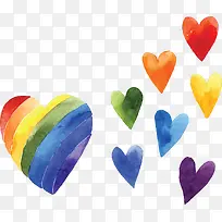 美丽水彩彩色爱心-空若网 美丽水彩彩色爱心-空若网