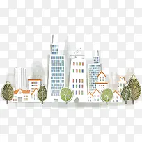 矢量楼房和树-空若网 矢量楼房和树-空若网
