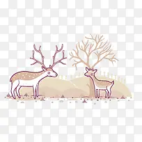 矢量扁平化大鹿见小鹿-空若网 矢量扁平化大鹿见小鹿-空若网