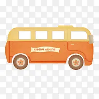 手绘卡通黄色大巴-空若网 手绘卡通黄色大巴-空若网