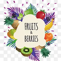矢量彩色手绘水果边框-空若网 矢量彩色手绘水果边框-空若网