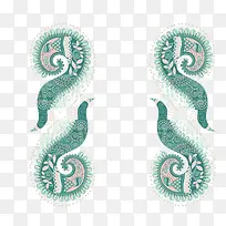 弧形绿色佩斯利花卉矢量-空若网 弧形绿色佩斯利花卉矢量-空若网