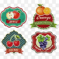 新鲜水果苹果橘子矢量标签-空若网 新鲜水果苹果橘子矢量标签-空若网