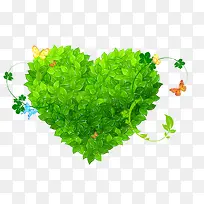春天绿色爱心装饰叶子-空若网 春天绿色爱心装饰叶子-空若网