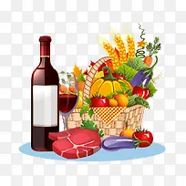 卡通红酒蔬菜篮-空若网 卡通红酒蔬菜篮-空若网