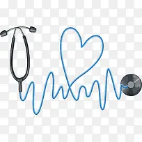 医学听诊器蓝色心电-空若网 医学听诊器蓝色心电-空若网