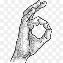手绘素描OK手势矢量素材-空若网 手绘素描OK手势矢量素材-空若网