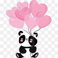 拿着爱心气球的熊猫-空若网 拿着爱心气球的熊猫-空若网