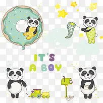 卡通熊猫动物图标矢量素材,-空若网 卡通熊猫动物图标矢量素材,-空若网