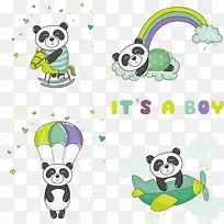 卡通熊猫动物图标矢量素材,-空若网 卡通熊猫动物图标矢量素材,-空若网