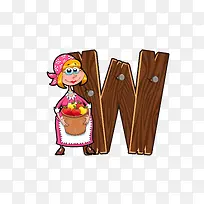 卡通可爱字母女孩免抠素材-空若网 卡通可爱字母女孩免抠素材-空若网