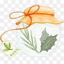 玻璃罐里的叶子手绘图-空若网 玻璃罐里的叶子手绘图-空若网