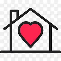 黑色线条爱心小屋-空若网 黑色线条爱心小屋-空若网