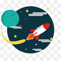 卡通航天航空行星火箭矢量-空若网 卡通航天航空行星火箭矢量-空若网