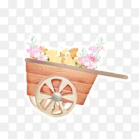 推车花落叶卡通矢量素材-空若网 推车花落叶卡通矢量素材-空若网