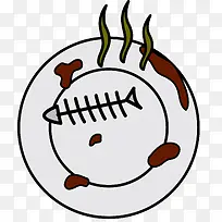 鱼骨盘子矢量脏餐具-空若网 鱼骨盘子矢量脏餐具-空若网