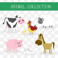 7款可爱农场动物矢量-空若网 7款可爱农场动物矢量-空若网