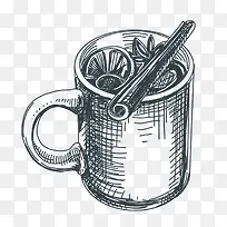 手绘杯子里的调料-空若网 手绘杯子里的调料-空若网