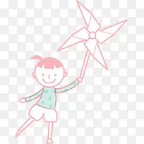 卡通风车女孩-空若网 卡通风车女孩-空若网